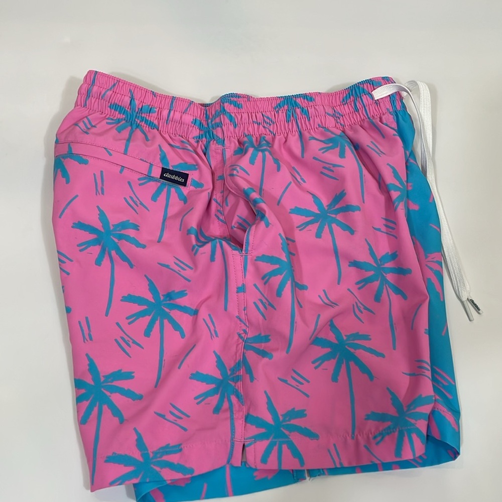 Chubbies Prince Of Prints Swim Trunks Size M Pink Blue Lined EUC - Picture 8 of 13